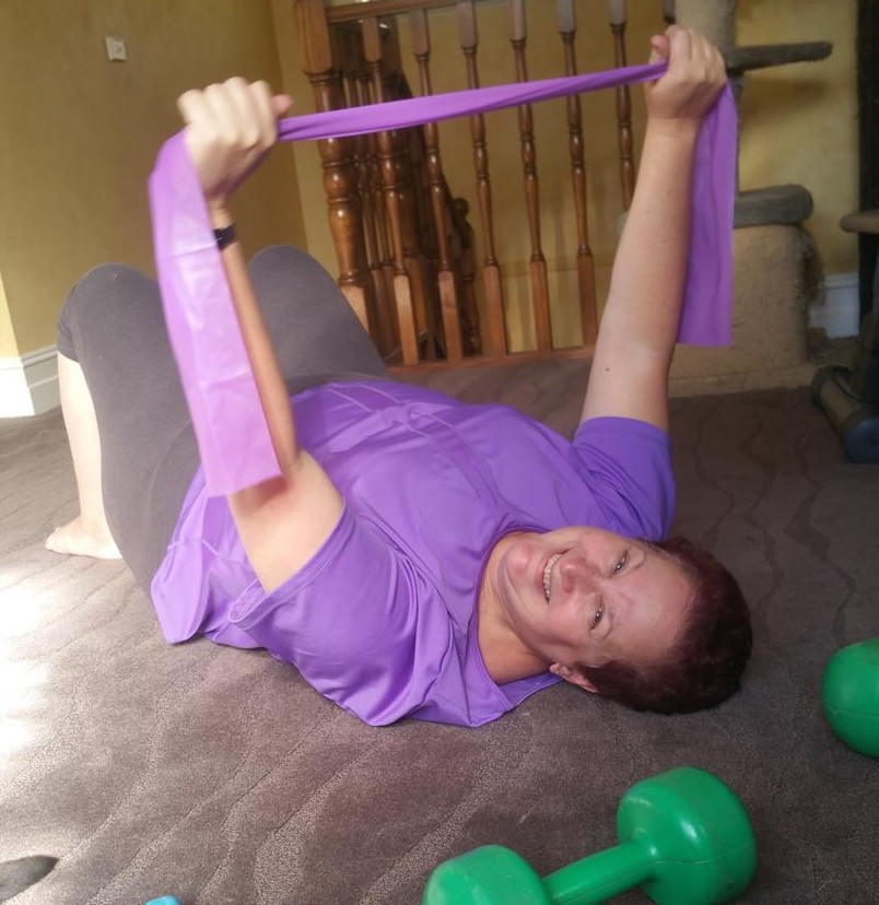 Woman exercising at home