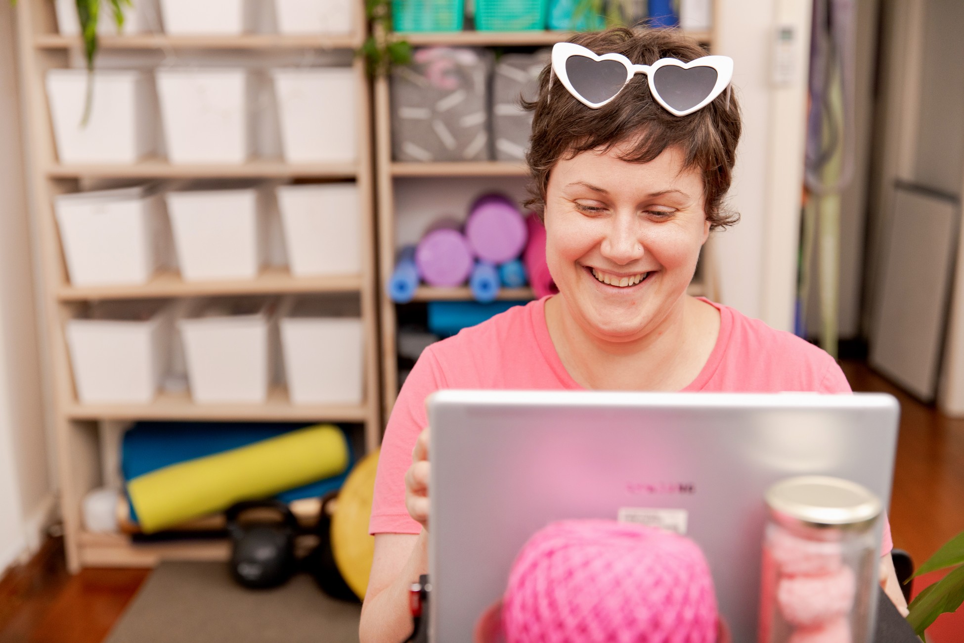 Body positive personal trainer delivering online training 